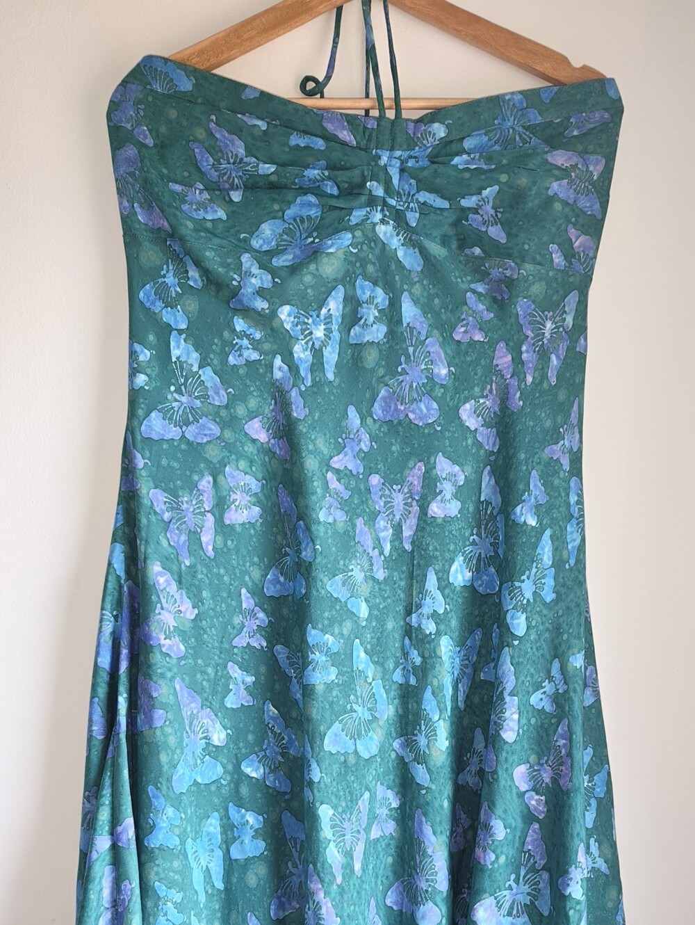Peaceful People Women’s Teal Butterfly A-Line Dress Size L Vtg